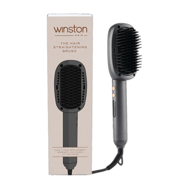 Winston Hair Straightener Brush with Ceramic Coated Anti-Burn Bristles, Adjustable Temperature, Auto Shut-Off – Frizz-Free, Smooth Hair Straightener Brush