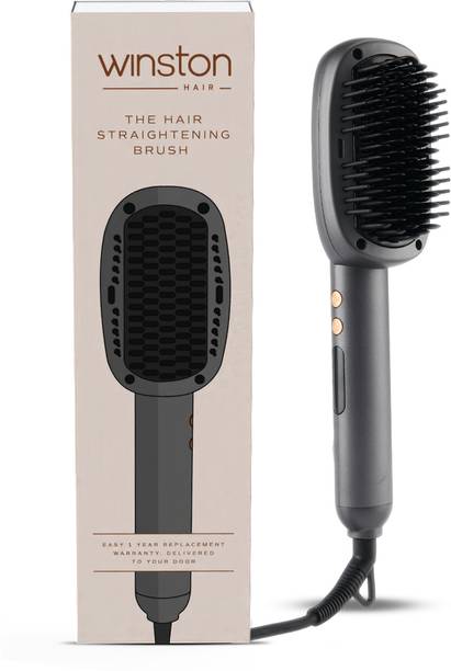 Winston Hair Straightener Brush with Ceramic Coated Anti-Burn Bristles, Adjustable Temperature, Auto Shut-Off – Frizz-Free, Smooth Hair Straightener Brush