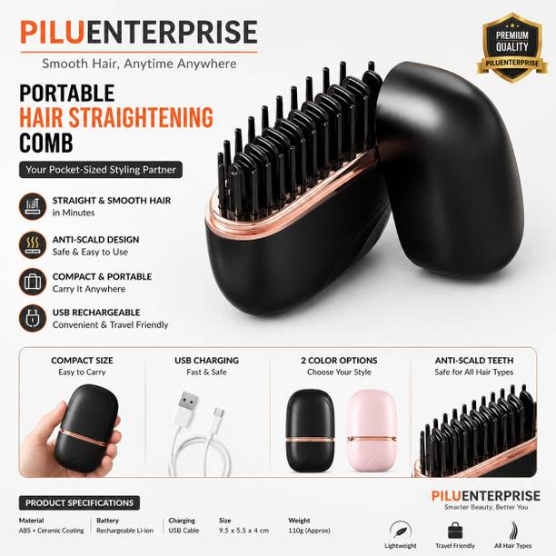 PILUENTERPRISE Mini Cordless Hair Styling Brush ChicFlex Hair Styler Hair Straightener Brush