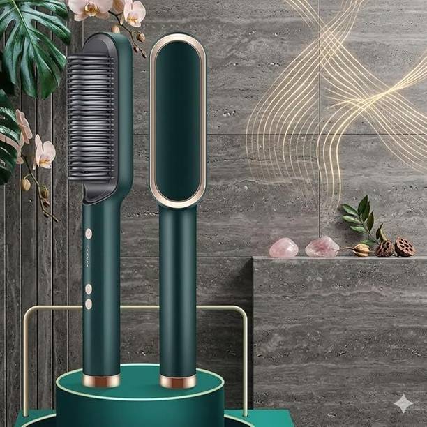 PILUENTERPRISE Hair Straightening Comb Brush ( Green Color ) Hair Straightening Comb Brush ( Green Color ) Hair Straightener Brush