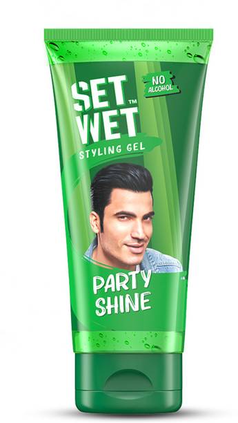 सेट वेट Styling Hair Gel for Men - Party Shine for Strong Hold & High Shine, No Alcohol बालों का जेल