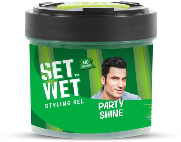 सेट वेट Styling Hair Gel for Men - Party Shine for Strong Hold & High Shine, No Alcohol बालों का जेल