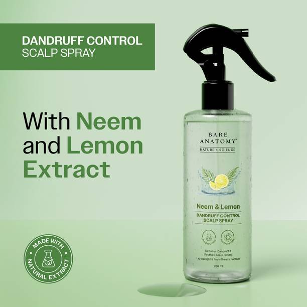 BARE ANATOMY Dandruff Control Scalp Spray for Dandruff & Flake Reduction | Neem & \ Lemon Hair Spray