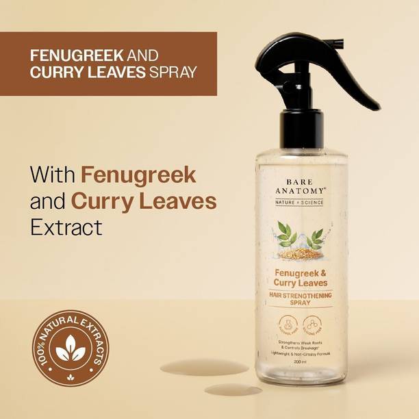 BARE ANATOMY Fenugreek and Curry Leaves Hair Spray | Nature x Science | Strengthens Roots Hair Spray
