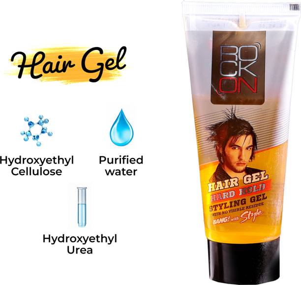 ROCK ON Hard Hold Styling Gel for Men Strong Hold, Frizz Control, Castor Oil & Glycerin Hair Gel