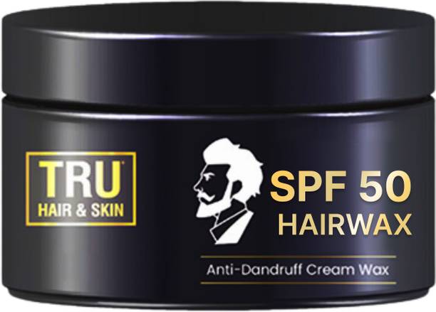 TRU HAIR & SKIN SPF 50 Men's Styling Wax | Non-Sticky Hair Cream | Long-Lasting 8 Hour Hold Hair Wax