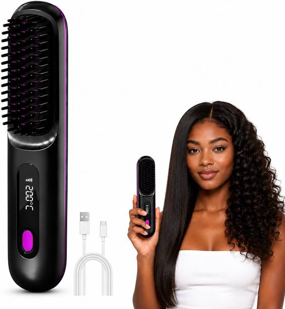 BONSOW Portable & Rechargeable Scalp Protect Straightener Comb, Salon-Like Styling Hair Dryer