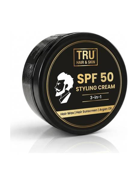TRU HAIR SPF 50 Hair Gel for Men | Styling Wax Cream | Non-Sticky | 8 Hour Hold Hair Wax