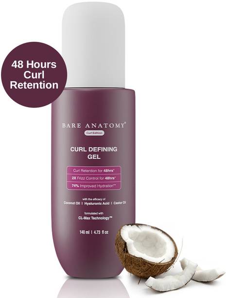 BARE ANATOMY Curl Defining Gel - For Shiny Curls | Curl Retention & 2X Frizz Protection Hair Gel