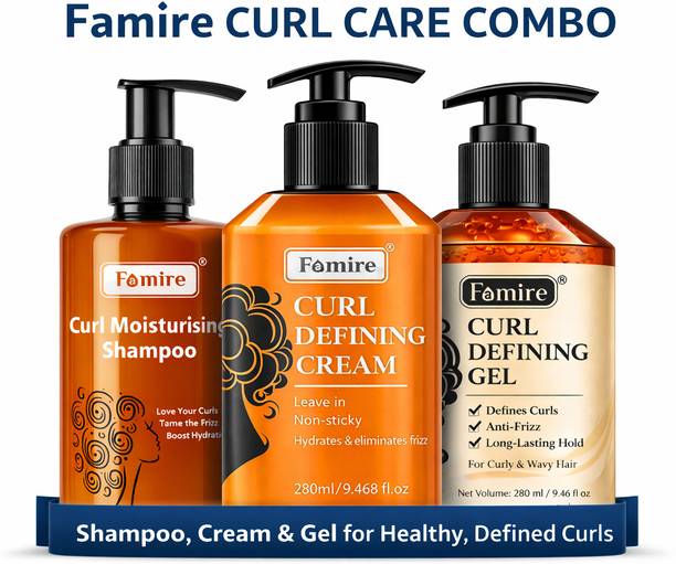 Famire Curl Care Combo |Curl Moisturising Shampoo + Curl Defining Cream & Gel Hair Cream