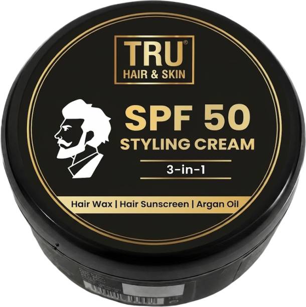 TRU HAIR & SKIN SPF 50 Hair Styling Wax for Men | Non-Sticky Cream | Reliable 8 Hour Hold Hair Wax
