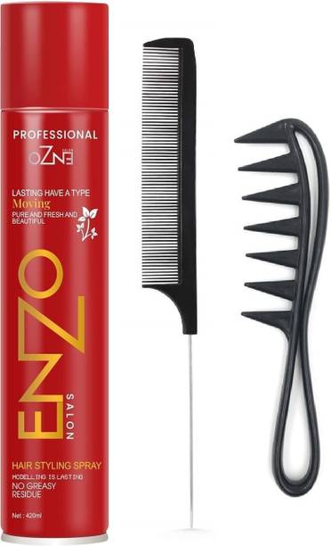 ROODILES Hair Spray & 2 Styling Comb – Strong Hold | Shine & Salon Results at Home Hair Spray