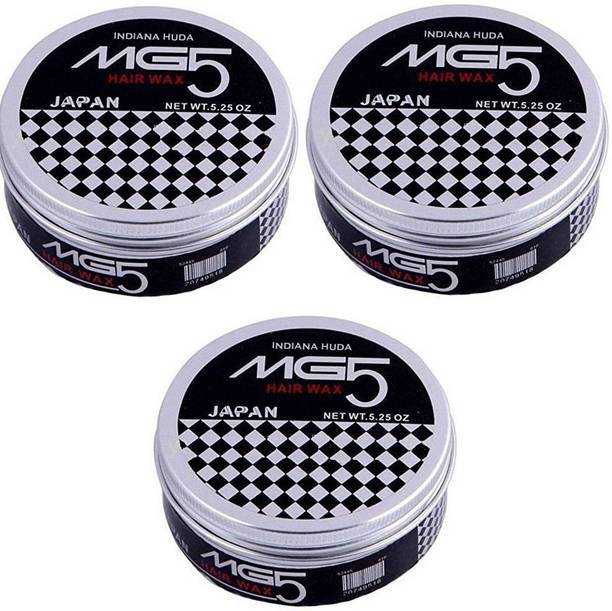 INDIANA HUDA PACK OF 3 Long-Lasting Super Stylish MG5 JAPAN HAIR WAX,GEL,CREAM,FOR MEN&WOMEN Hair Wax