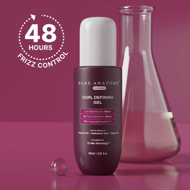BARE ANATOMY Curl Defining Gel - For Shiny Curls | Curl Retention & 2X Frizz Protection Hair Gel