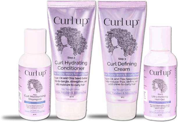 CURL UP Ultra Defining Bundle| Curly Hair Shampoo, Conditioner, Cream & Gel ( 200 ml) Hair Cream