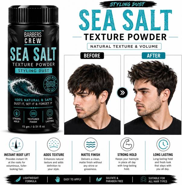 Barbers Crew Sea Salt Texture Powder for Men | Styling Dust for Hair | Strong Hold, Hair Powder