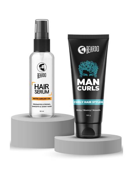 BEARDO Man Curls Curly Hair Cream for Men & Hair Serum for All Hair Types (Set of 2) Hair Cream