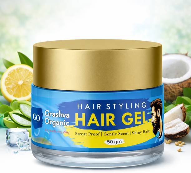 Grashva Organic PowerHold X5 Strong Hold Hair Gel – Non Sticky, Long Lasting, Wet Look – Hair Gel