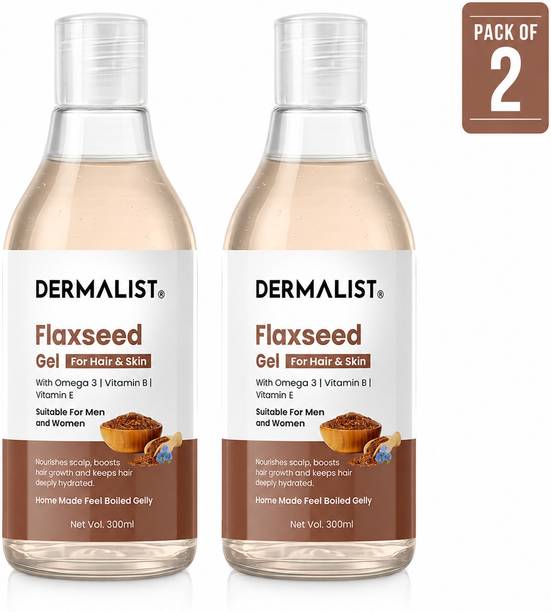 Dermalist Flaxseed Gel for Hair & Skin | Frizz Control | Smoothening | Rich Soft Long Hair Hair Gel