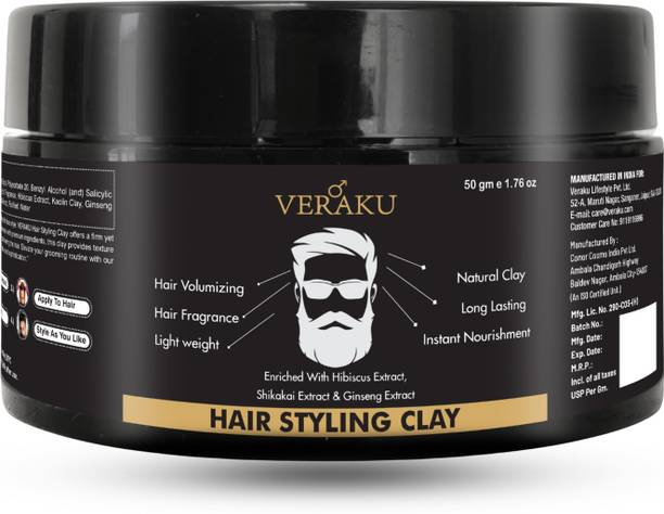 veraku Hair Styling Clay | Long Lasting Strong Hold | Hair Volume & Natural Finish Hair Clay