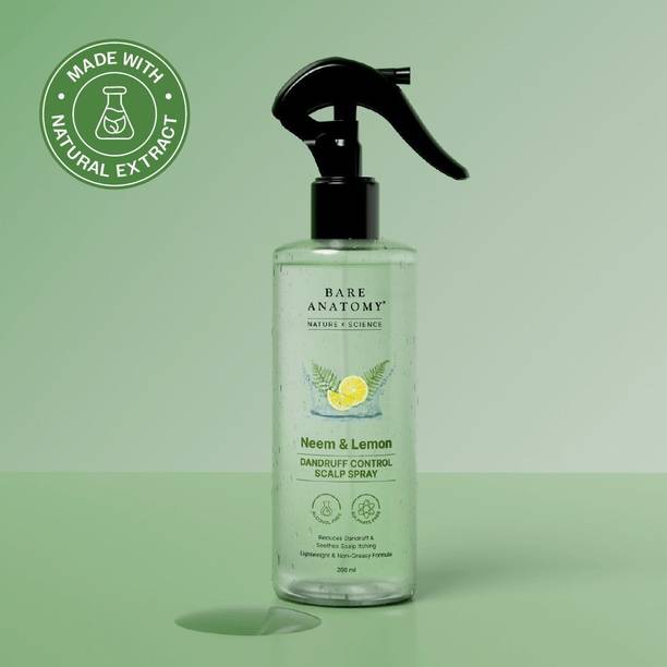 BARE ANATOMY Dandruff Control Scalp Spray for Dandruff & Flake Reduction | Neem & \ Lemon Hair Spray