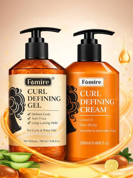 Famire Professional Curl Defining Gel & Cream Duo | Anti-Frizz | For Wavy & Curly Hair Hair Gel