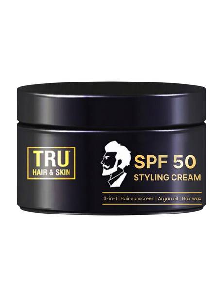 TRU HAIR & SKIN SPF 50 Styling Cream for Men | Non-Sticky Hair Gel | 8 Hour Hold | Hair Wax Hair Wax