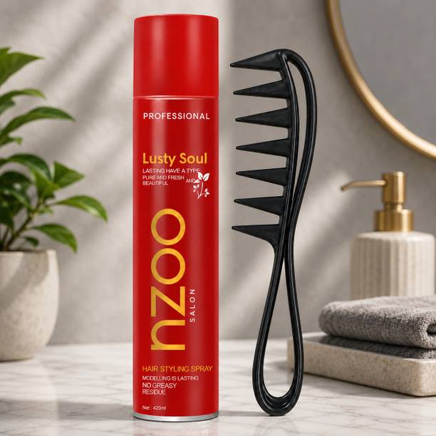 Lusty soul Hair Styling Spray 420ml with Wide Tooth Comb Strong Hold Non Sticky Combo Hair Spray