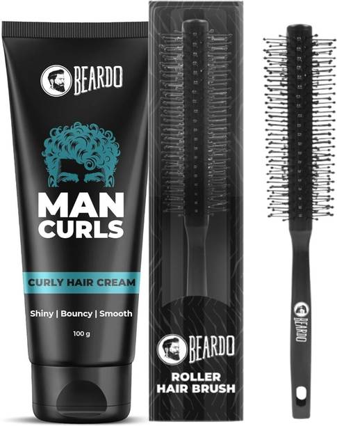BEARDO Man Curls Curly Hair Styler 100g & Roller Brush| Cream for Shiny, Curls & Bouncy Hair Cream