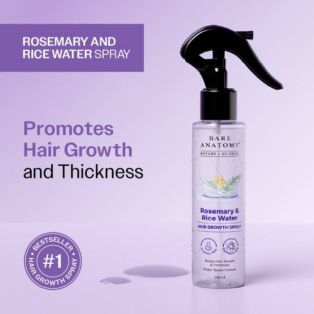 BARE ANATOMY Rosemary Hair Growth Water Spray for fuller, thicker hair, Natural Hair Spray Hair Spray
