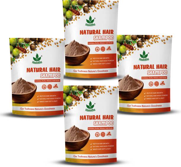 Havintha Natural Hair Shampoo with Amla, Reetha, Shikakai and Methi dana (Advanced Shampoo) (Pack of 4)