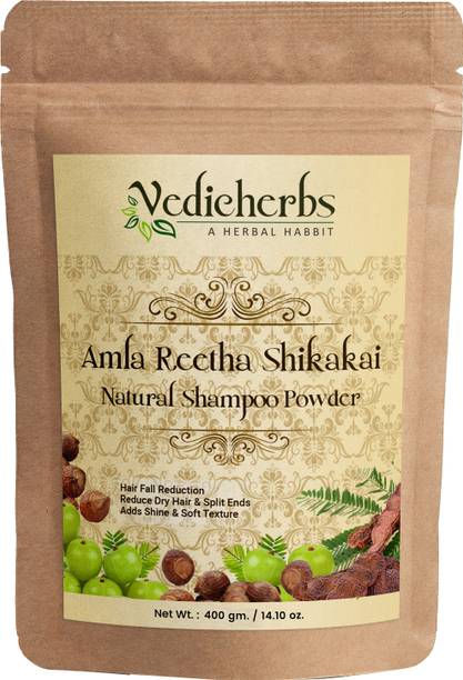 वैदिकहर्ब्स Amla, Reetha & Shikakai Natural Shampoo Powder for Hair Growth & Damaged Hair