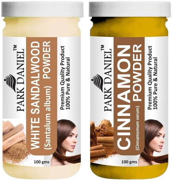 PARK DANIEL Natural White Sandalwood Powder & Cinnamon Powder Combo Pack of 2 Jars of 100 gms(200 gms)