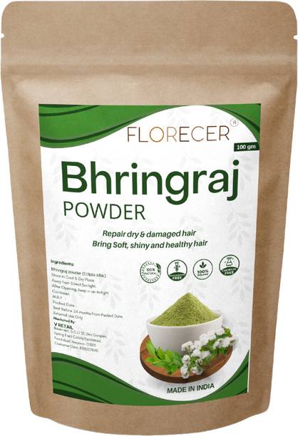 FLORECER Bhringraj Powder Organic For All Hair Type | Skin And Hair Care - 100 Gram