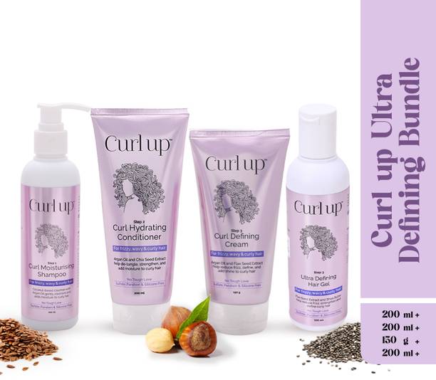 CURL UP Ultra Defining Bundle | Curly Hair Shampoo, Conditioner, Cream & Gel (4 items) Hair Cream