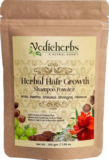 वैदिकहर्ब्स Herbal Hair Growth Shampoo Powder with Amla Reetha Shikakai Bhringraj & Hibiscus