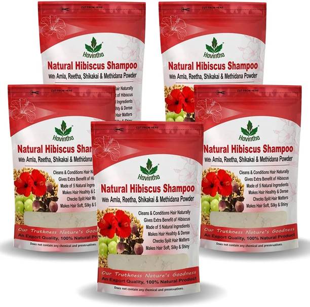 Havintha Amla Reetha Shikakai Methidana And Hibiscus Powder Shampoo for Hair – 227 grams (Pack of 5)