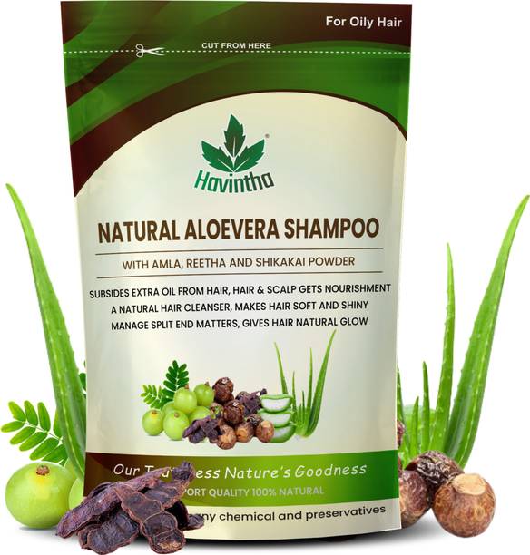 Havintha Natural Amla Reetha Shikakai and Aloevera Powder Shampoo for Oily Hair