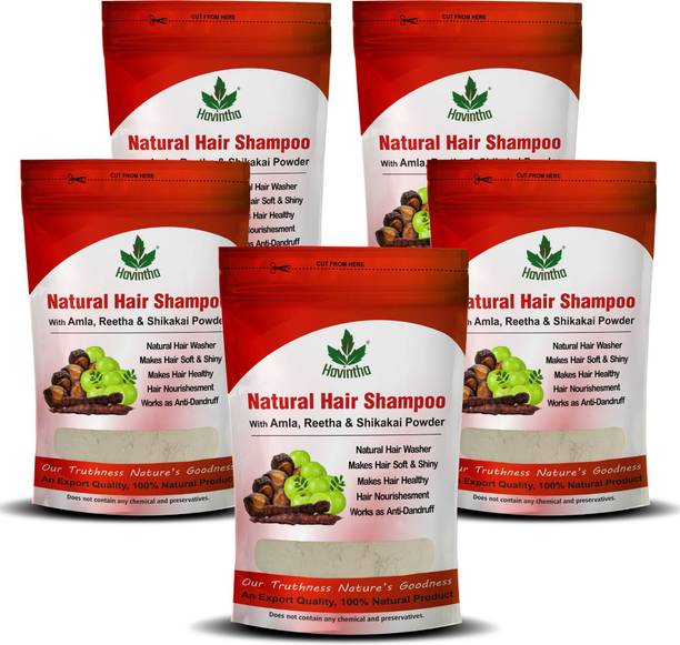 Havintha Natural Hair Shampoo with Amla, Reetha and Shikakai Powder - 227 g (Pack of 5)