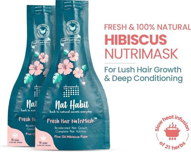 Nat Habit 5-Oil Hibiscus FRESH Hair Mask|Hair Growth,Hairfall Contro,Frizzy Hair Treatment