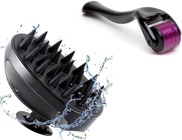 एत्स्ज़ाज़ Derma Roller For Hair Growth 0.5 mm with 540 Titanium Needles & Hair Scalp Brush