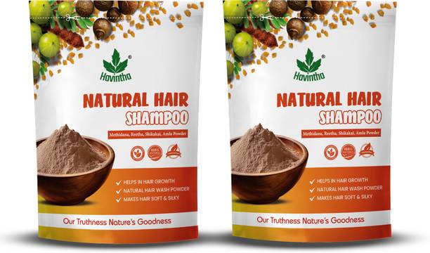 Havintha Natural Hair Shampoo with Amla, Reetha, Shikakai and Methi dana - 227 Grams (Advanced shampoo) (Pack of 2)