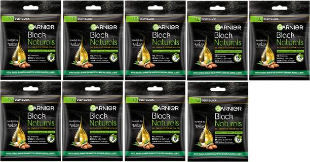 Garnier Men Hair Colouring Crème 100% Grey Coverage and Increased (PACK OF 9) , 1.0 DEEP BLACK