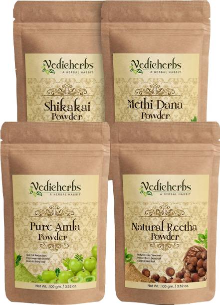 वैदिकहर्ब्स Amla, Reetha, Shikakai & Methi Dana Powder - Hair Pack for Healthy Hair Combo