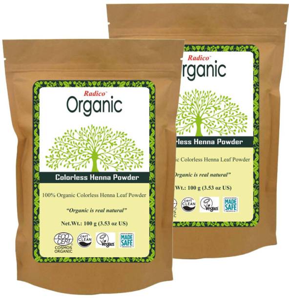 Radico Organic Colourless Henna Powder - 100% Organic,Natural Herbs For Soft, Pack of 2