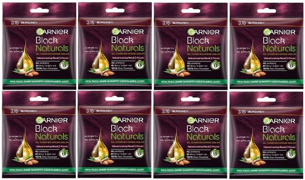 Garnier Men Hair Colouring Crème 100% Grey Coverage and Increased (PACK OF 8) , BURGUNDY 3.16