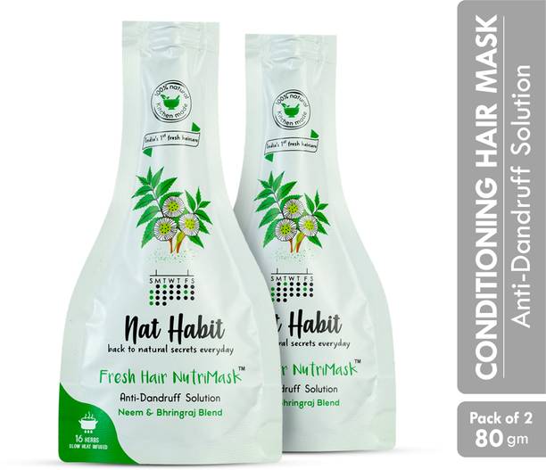 Nat Habit Neem Bhringraj FRESH Hair Mask| Anti-Dandruff, Itch Control & Hair Smoothening