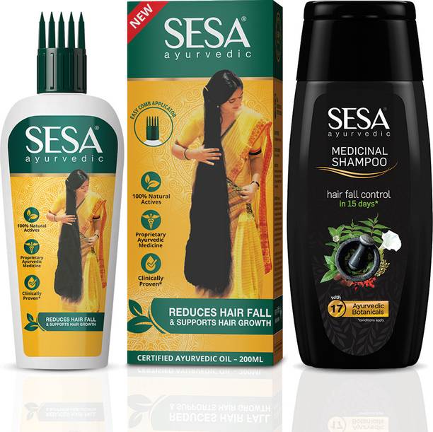 सेसा Ayurvedic Hair Growth Oil 200ml + Anti Hair-Fall Shampoo 200ml (Combo Pack of 2)