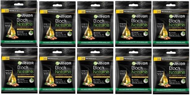 Garnier Men Hair Colouring Crème 100% Grey Coverage and Increased Shine (PACK OF 10) , BROWN BLACK-3.0