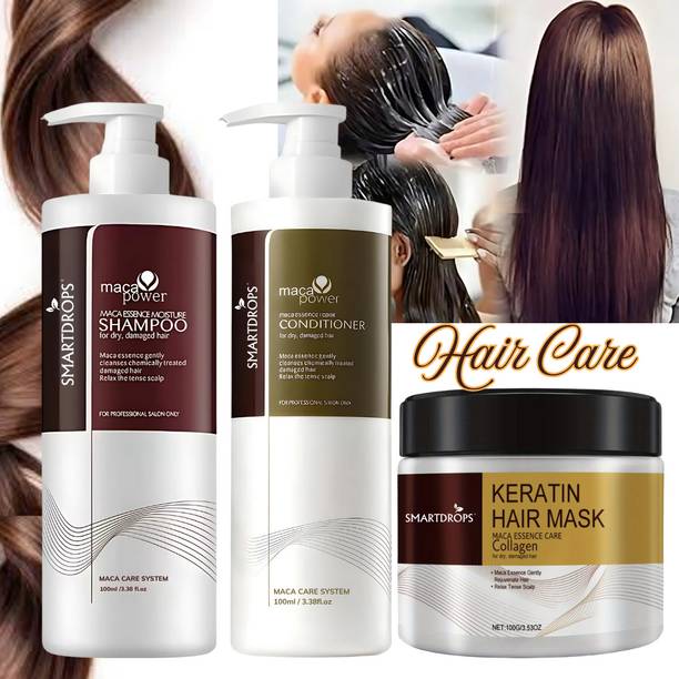 smartdrops Daily Hair Care Trio with Keratin Shampoo, Conditioner and Mask